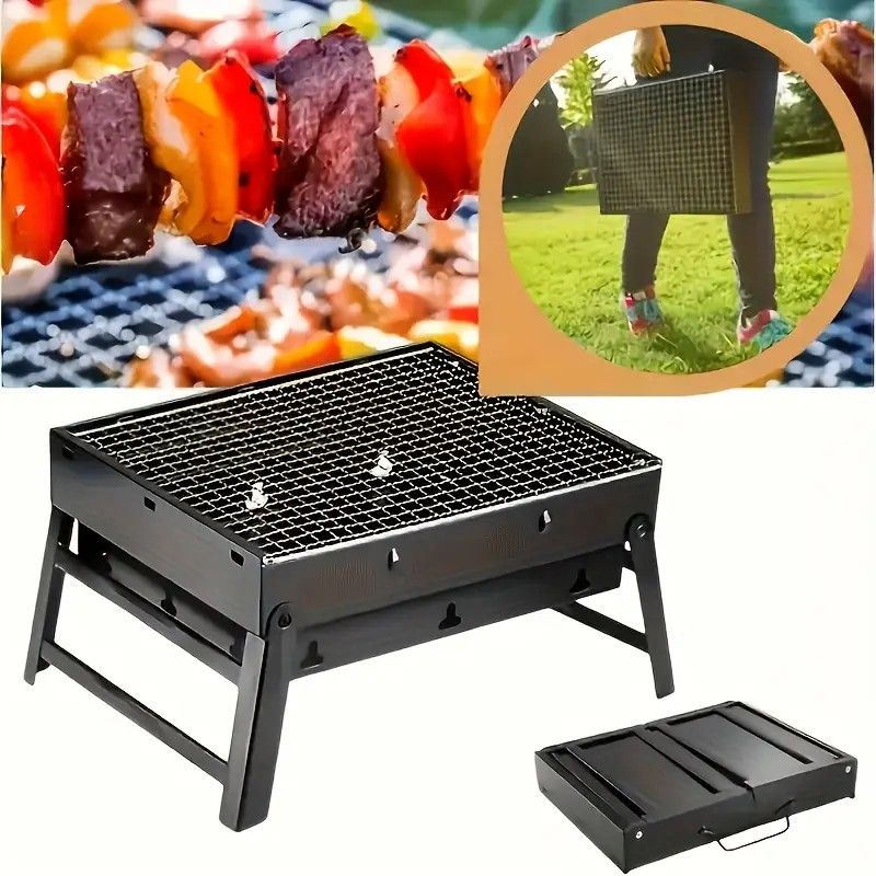 Portable Folding Grill: 4-Step Assembly, Light & Portable, Sturdy Design, Enjoy Outdoor Grilling Anytime - Flavour Fushion Cooking Shop