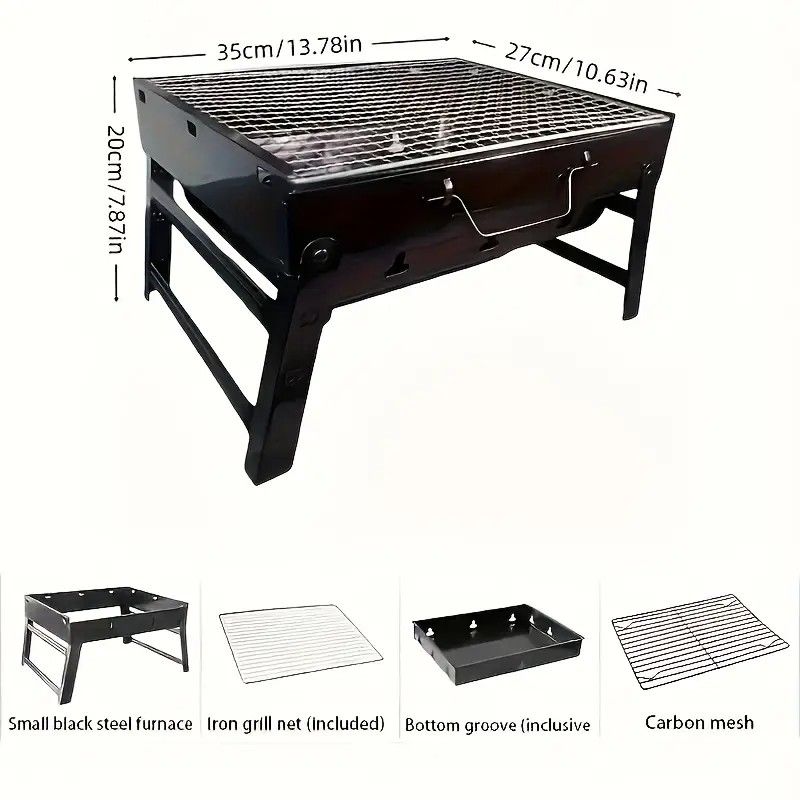 Portable Folding Grill: 4-Step Assembly, Light & Portable, Sturdy Design, Enjoy Outdoor Grilling Anytime - Flavour Fushion Cooking Shop