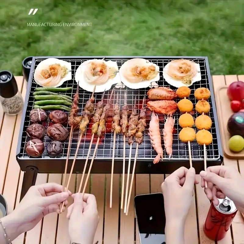 Portable Folding Grill: 4-Step Assembly, Light & Portable, Sturdy Design, Enjoy Outdoor Grilling Anytime - Flavour Fushion Cooking Shop