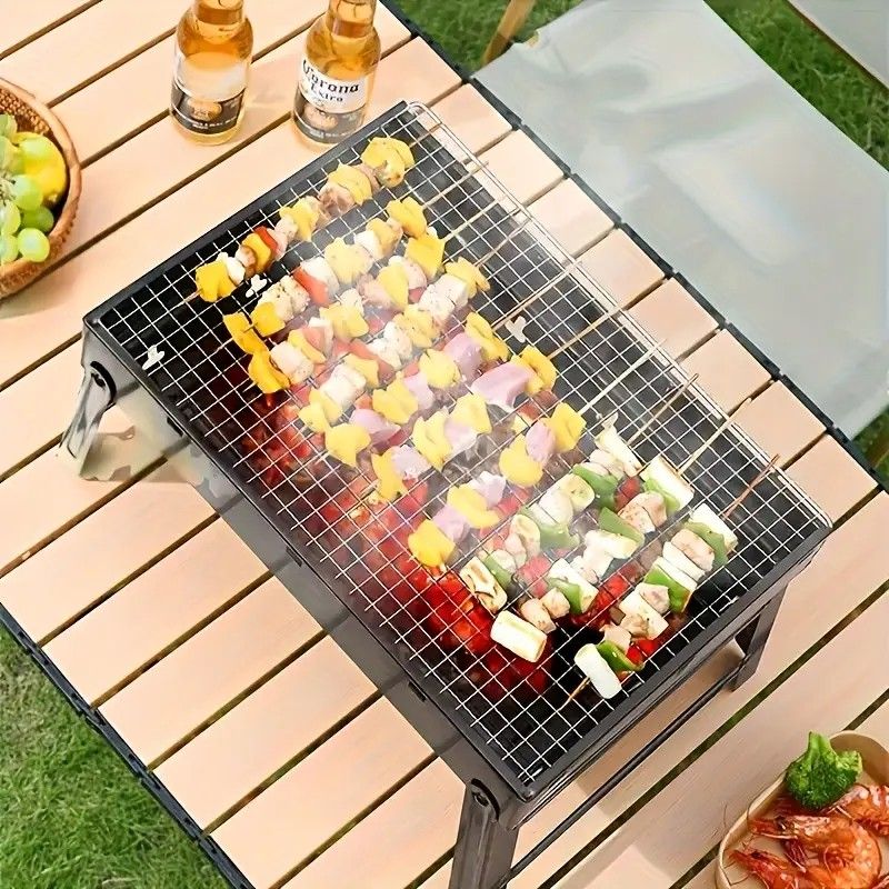 Portable Folding Grill: 4-Step Assembly, Light & Portable, Sturdy Design, Enjoy Outdoor Grilling Anytime - Flavour Fushion Cooking Shop