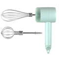 Green Wireless charging handheld mixer, 30W with three-speed settings. Dual whisk heads designed for whipping eggs, cream, and batter. Suitable for both kitchen and outdoor use, also an ideal gift.
