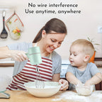 White  Wireless charging handheld mixer, 30W with three-speed settings.