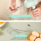 White  Wireless charging handheld mixer, 30W with three-speed settings.