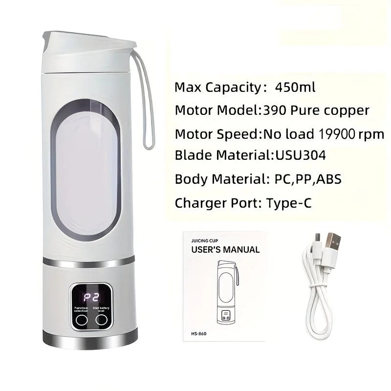 （white)Portable USB Charging Blender & Juicer - Easy to Clean Capacity Ranging from 10.14 oz to 16.91 oz - Flavour Fushion Cooking Shop
