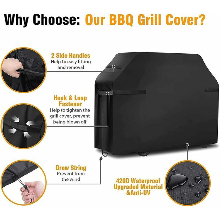 Grill Cover Waterproof Protection Windproof, tear-proof cover with straps and storage bag (145x61x117cm) - - Flavour Fushion Cooking Shop