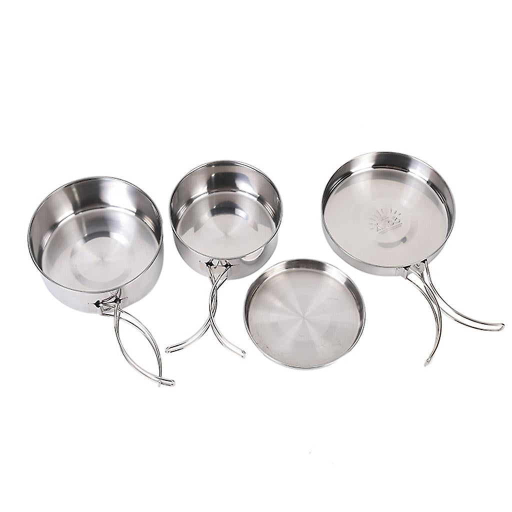 Stainless Steel Camping Cookware Set – Pots, Frying Pan & Lids - Flavour Fushion Cooking Shop