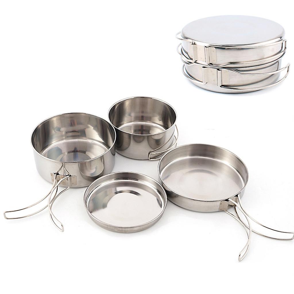 Stainless Steel Camping Cookware Set – Pots, Frying Pan & Lids - Flavour Fushion Cooking Shop