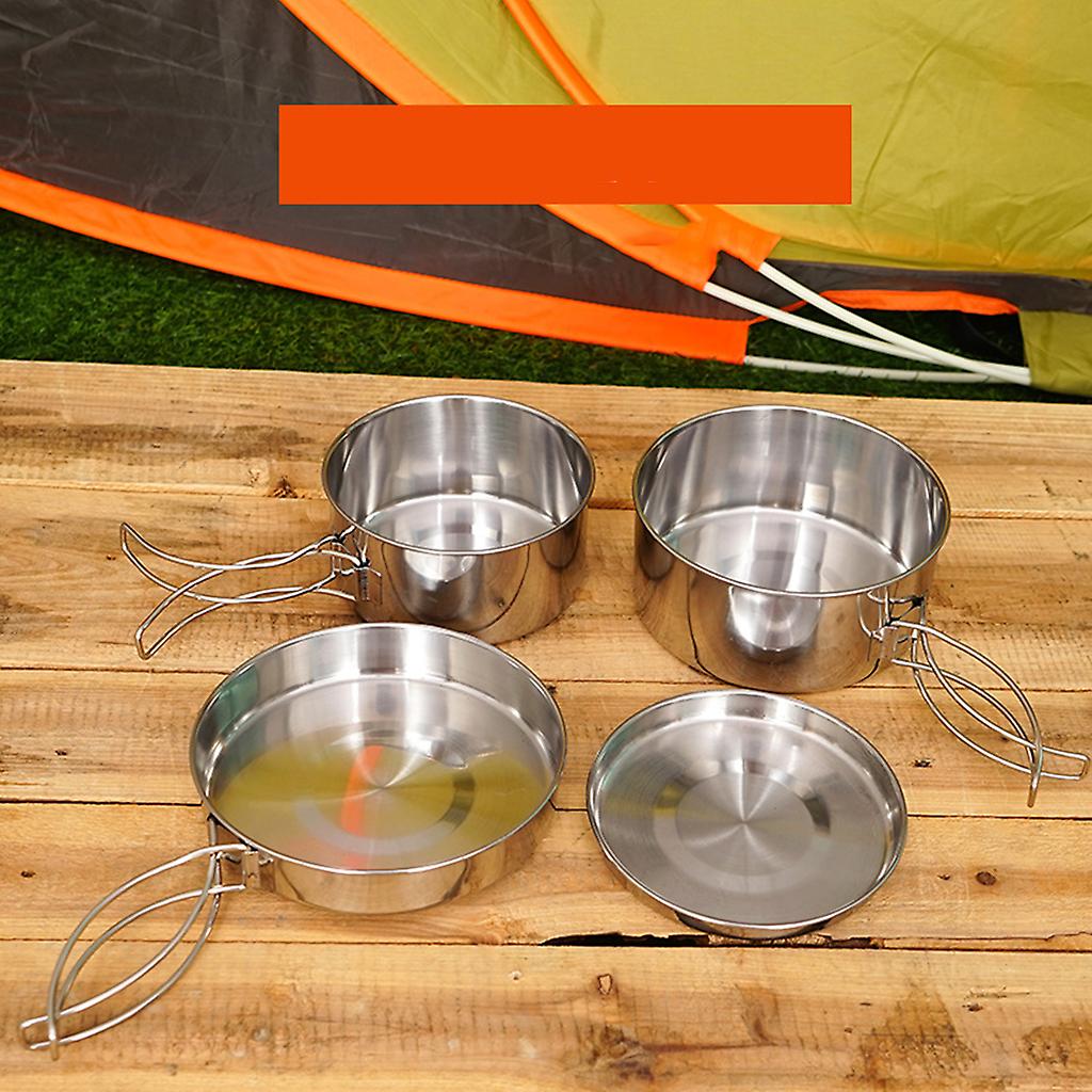 Stainless Steel Camping Cookware Set – Pots, Frying Pan & Lids - Flavour Fushion Cooking Shop