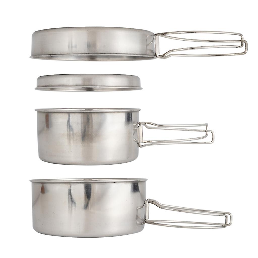 Stainless Steel Camping Cookware Set – Pots, Frying Pan & Lids - Flavour Fushion Cooking Shop