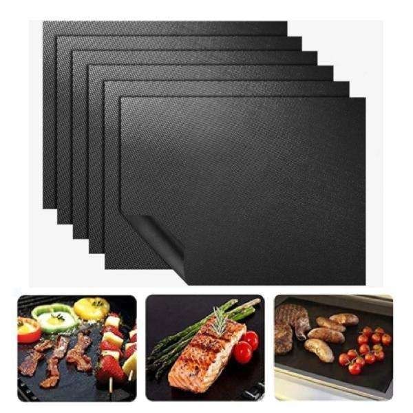 6-Pack Non Stick Grill Mat Oven Mat Baking Mat, 40x33cm, Black - Flavour Fushion Cooking Shop