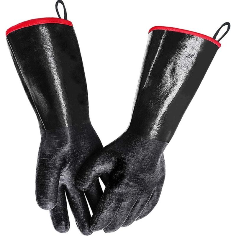 BBQ Gloves Waterproof Heat Resistant Turkey Fryer Cooking Gloves with Non Slip Textured Handle, 18 Inch - Flavour Fushion Cooking Shop