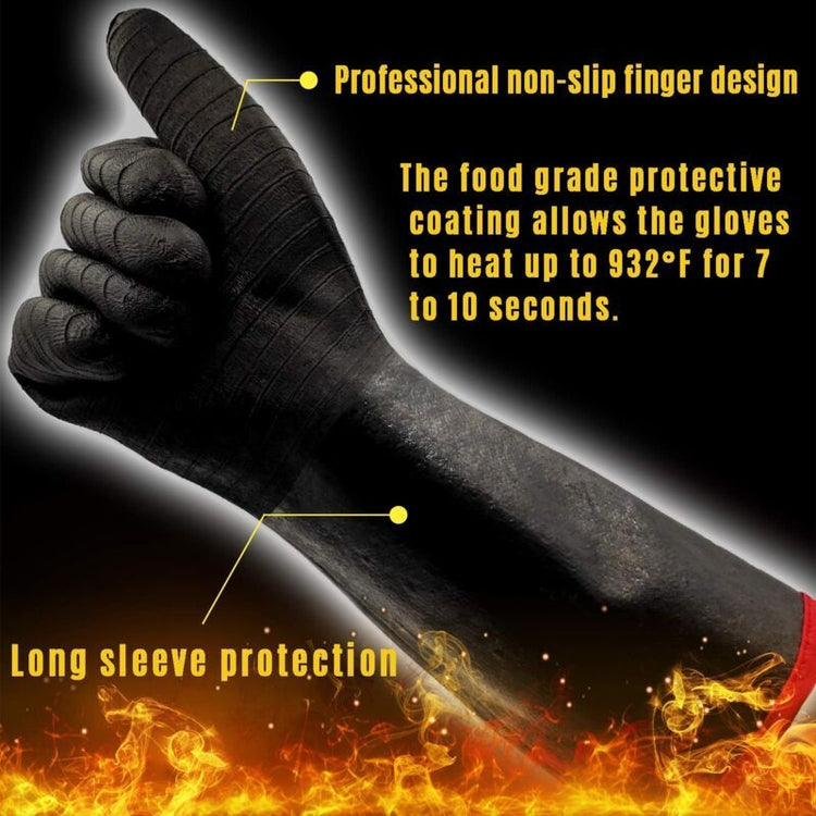 BBQ Gloves Waterproof Heat Resistant Turkey Fryer Cooking Gloves with Non Slip Textured Handle, 18 Inch - Flavour Fushion Cooking Shop