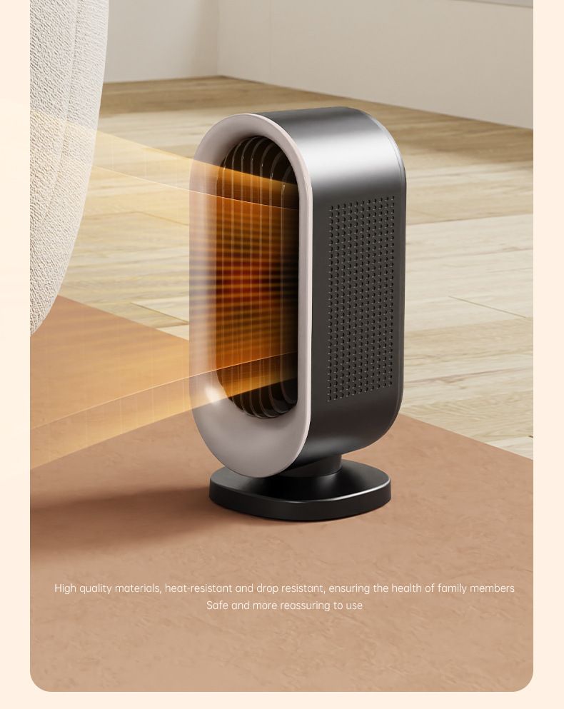 Desktop Vertical Space Heater with Remote Control, Fast Heating PTC Electric Fan Heater, Portable Mini Winter Electric Space Heater for Bedroom Office Home Indoor Heating（Black & Silver）