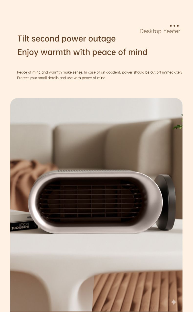 Desktop Vertical Space Heater with Remote Control, Fast Heating PTC Electric Fan Heater, Portable Mini Winter Electric Space Heater for Bedroom Office Home Indoor Heating（White）