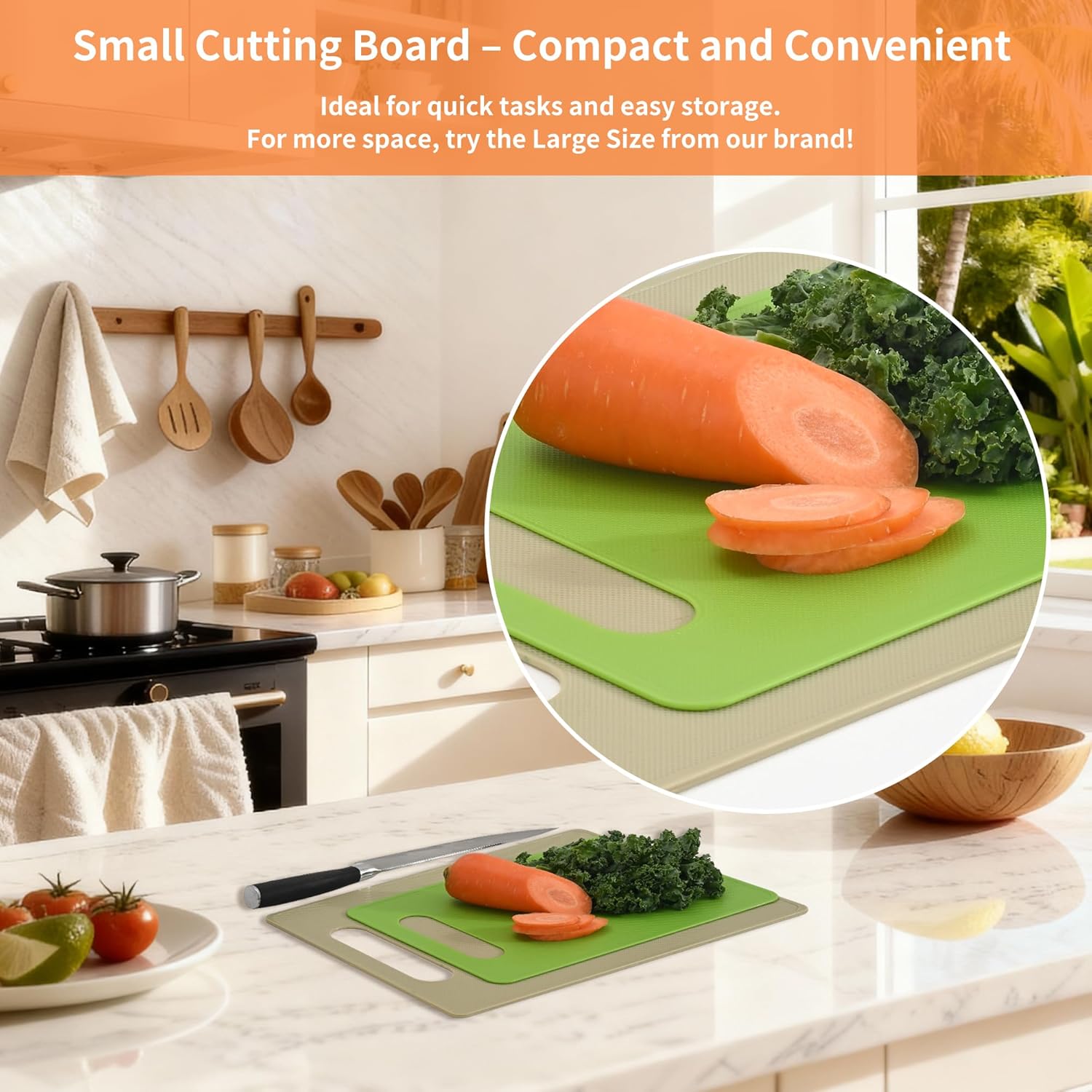 Plastic Cutting Board Set, 3 Pack Small Chopping Boards for Kitchen, BPA-Free, Dishwasher Safe, Color Coded Pads Meat Vegetable Fruit, Easy Grip Handle, Non-Slip, Space Saving  11.4"L x 7.5"W 0.08"Th