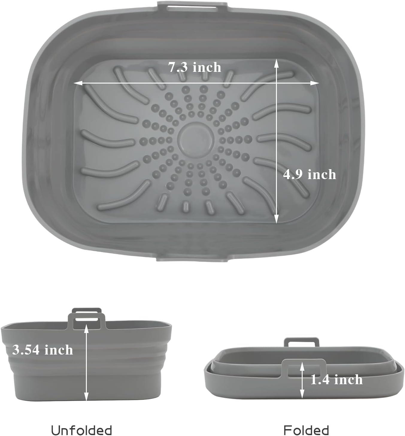 Rectangle Air Fryer Liner, Reusable Silicone Round Air Fryer Pot,Non-Stick Oil Filter Design 100% Food-Grade Kitchen Mat, 20cm Large Replacement Accessories for Air Fryer(Grey)