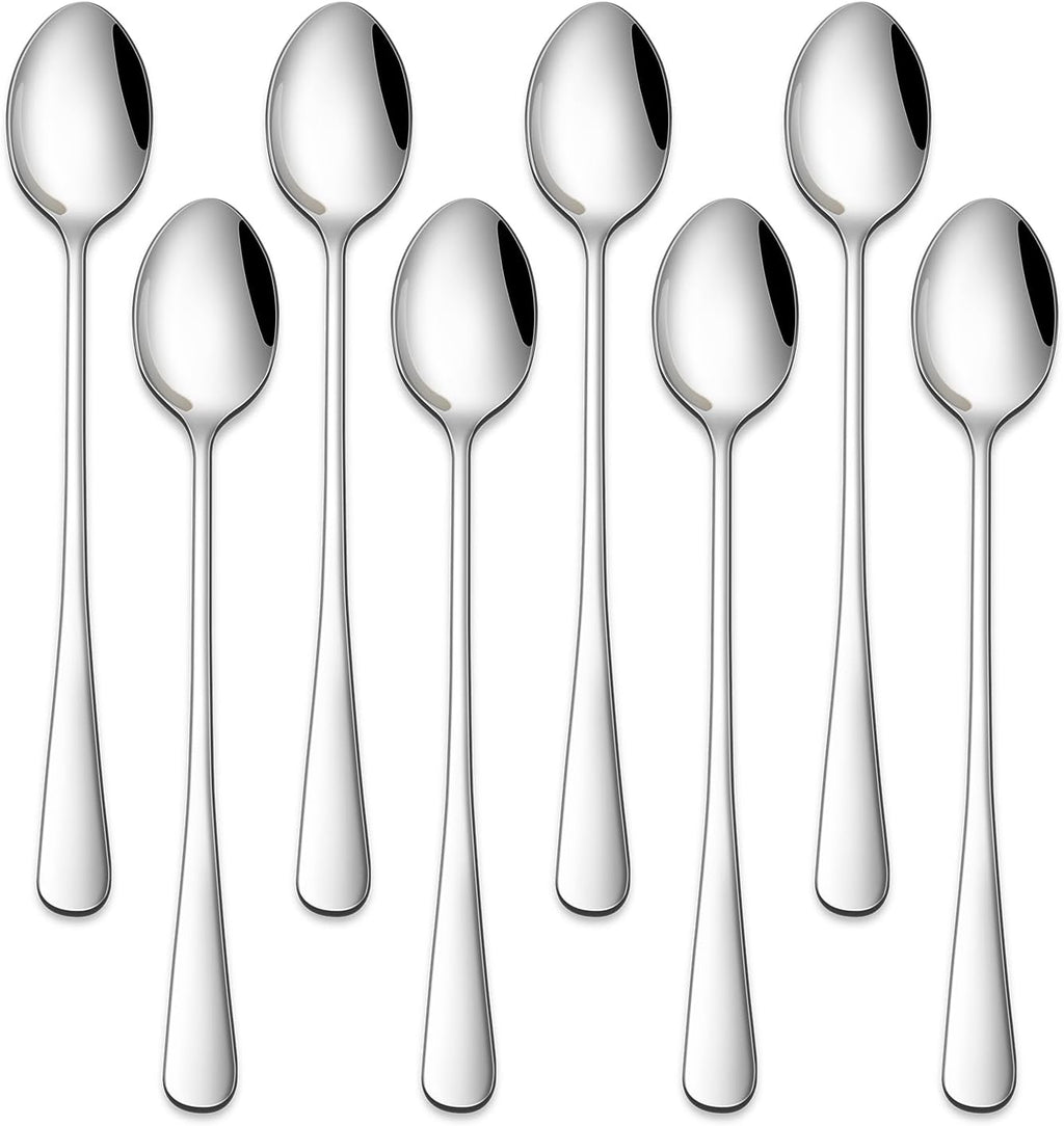 7.5 Inches Stainless Steel Iced Tea Spoons,Set Of 8 Long Stirring Spoons For Coffee,Cocktail,Ice Cream,Long Handle Iced Teaspoons,Latte Spoons For Mixing