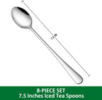 7.5 Inches Stainless Steel Iced Tea Spoons,Set Of 8 Long Stirring Spoons For Coffee