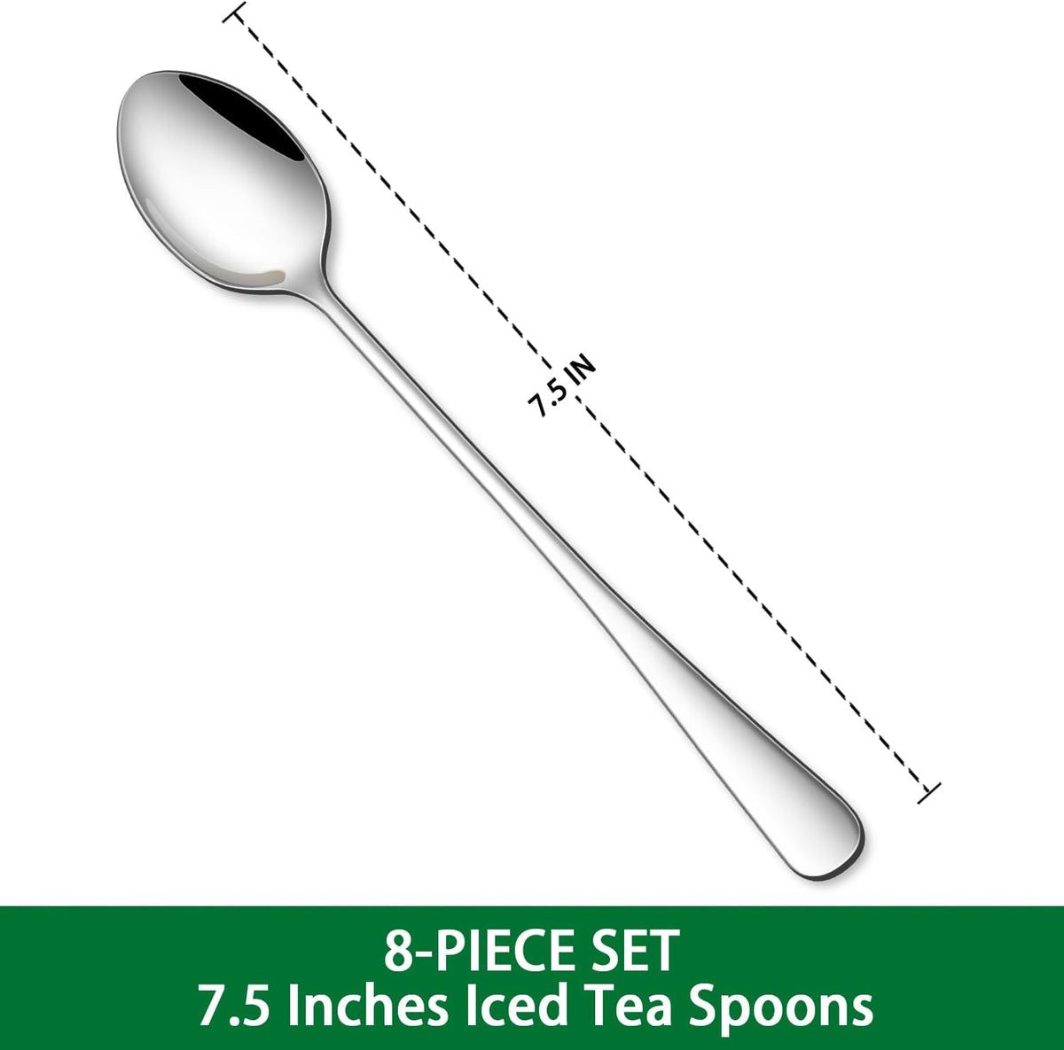 7.5 Inches Stainless Steel Iced Tea Spoons,Set Of 8 Long Stirring Spoons For Coffee - Flavour Fushion Cooking Shop