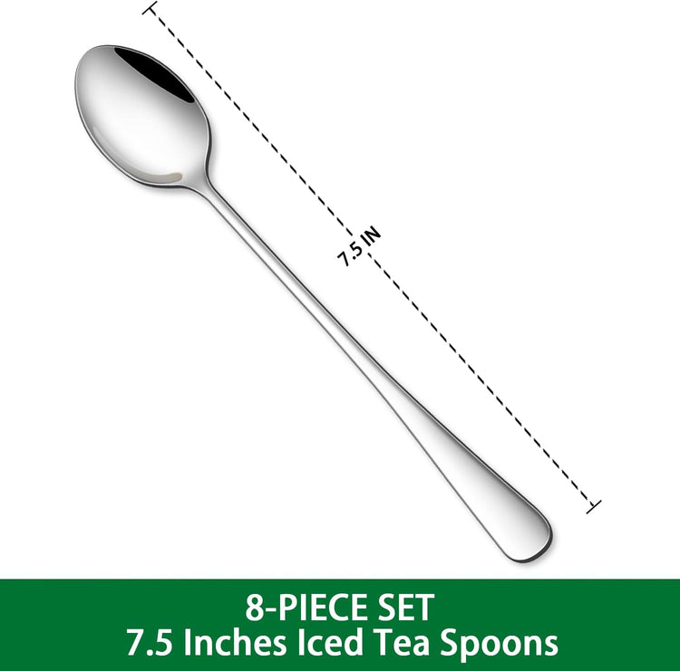 7.5 Inches Stainless Steel Iced Tea Spoons,Set Of 8 Long Stirring Spoons For Coffee - Flavour Fushion Cooking Shop