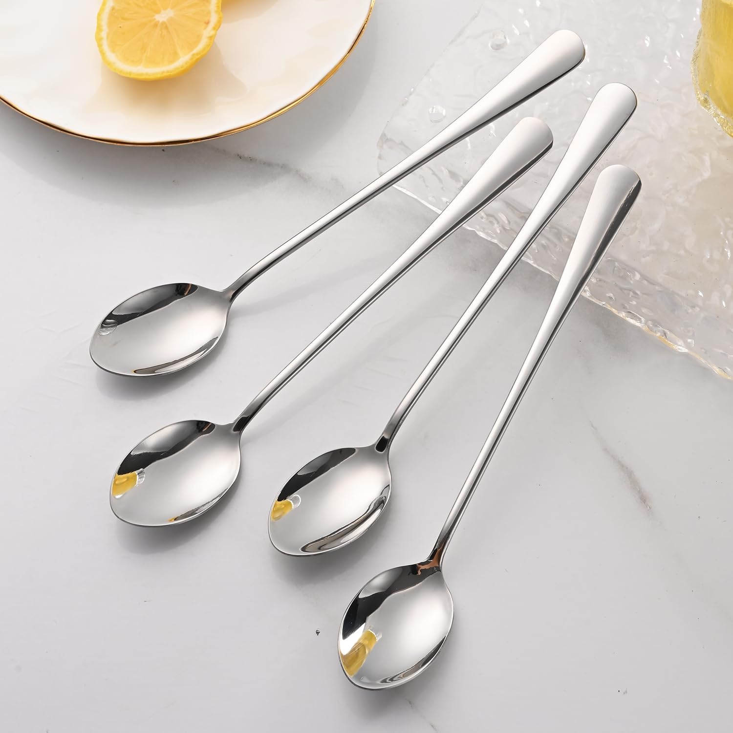 7.5 Inches Stainless Steel Iced Tea Spoons,Set Of 8 Long Stirring Spoons For Coffee,Cocktail,Ice Cream,Long Handle Iced Teaspoons,Latte Spoons For Mixing