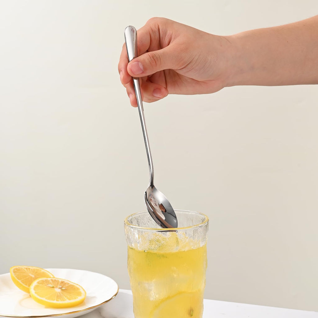 7.5 Inches Stainless Steel Iced Tea Spoons,Set Of 8 Long Stirring Spoons For Coffee,Cocktail,Ice Cream,Long Handle Iced Teaspoons,Latte Spoons For Mixing