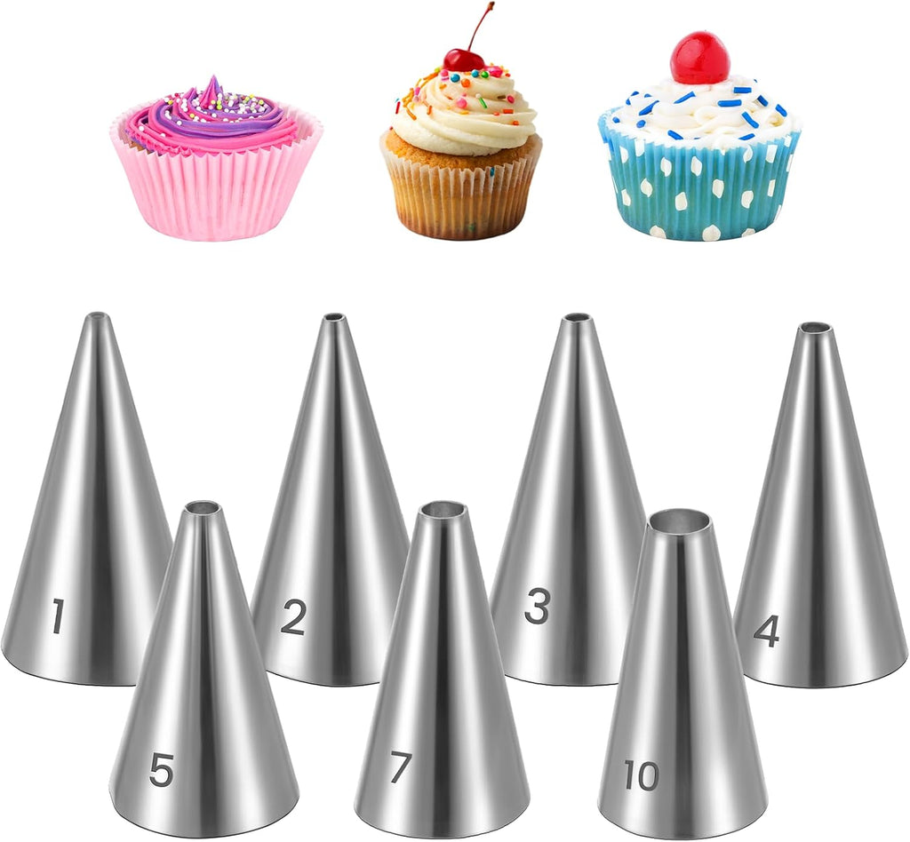 7 PCS Piping Tips, Cake Decorating Kit Extra Fine Stainless Steel Meringue Icing Tips Piping Nozzles