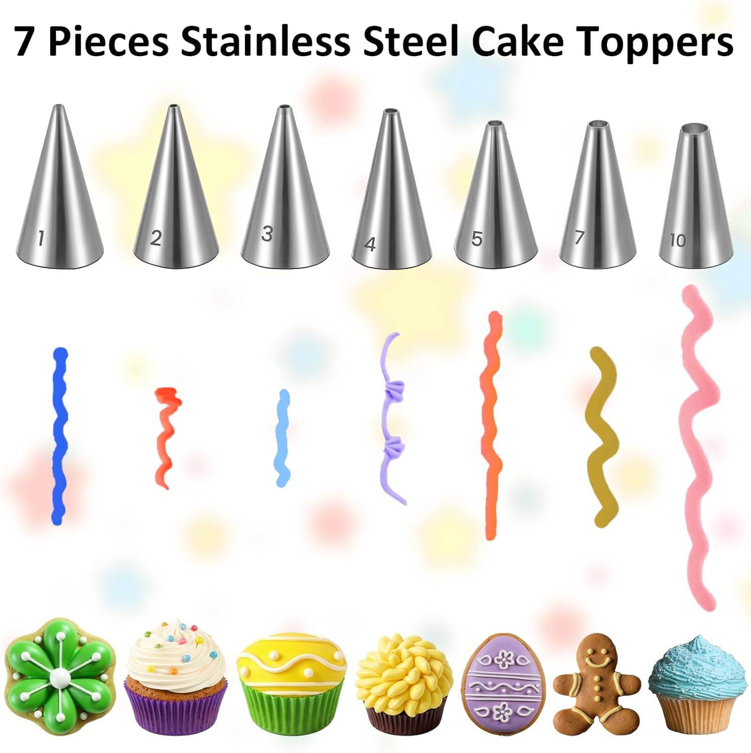 7 PCS Piping Tips, Cake Decorating Kit Extra Fine Stainless Steel Meringue Icing Tips Piping Nozzles