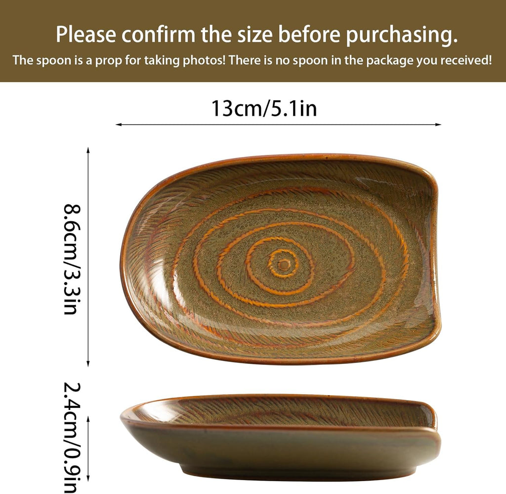 Ceremic Spoon Rest for Stove Top, Spoon Holder for Kitchen Counter, Coffee Spoon Rest, Cooking Utensil Rest for Ladles, Kitchen Decor, Housewarming Gifts, 1 pack (brown)