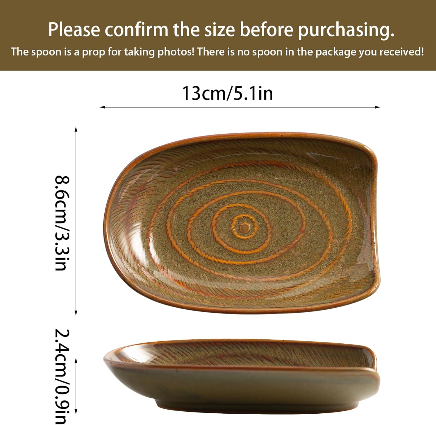 Ceremic Spoon Rest for Stove Top, Spoon Holder for Kitchen Counter, Coffee Spoon Rest, Cooking Utensil Rest for Ladles, Kitchen Decor, Housewarming Gifts, 1 pack (brown)