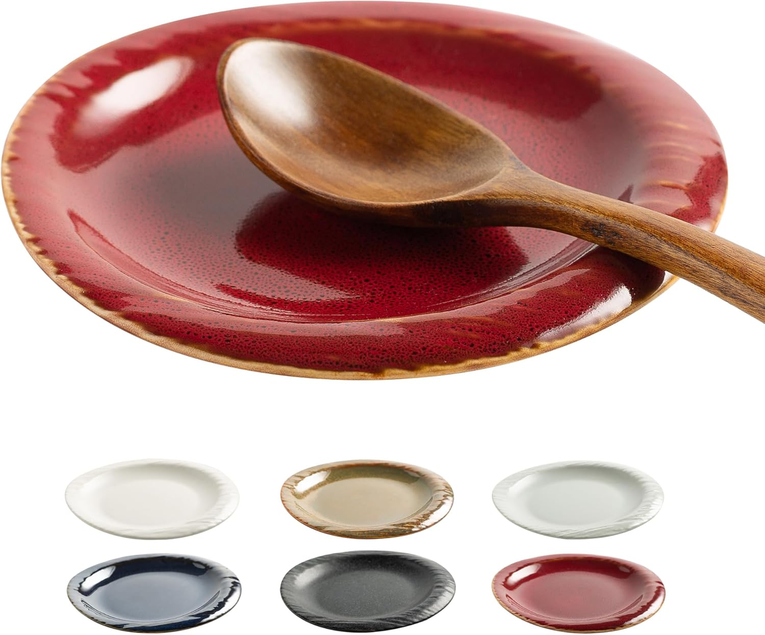 Ceremic Spoon Rest for Kitchen Counter, Spoon Holder for Stove Top, Coffee Spoon Rest, Cooking Utensil Rest for Ladles, Spatula, Spoons or Tongs, Kitchen Decor, Housewarming Gifts, 1 pack (red)