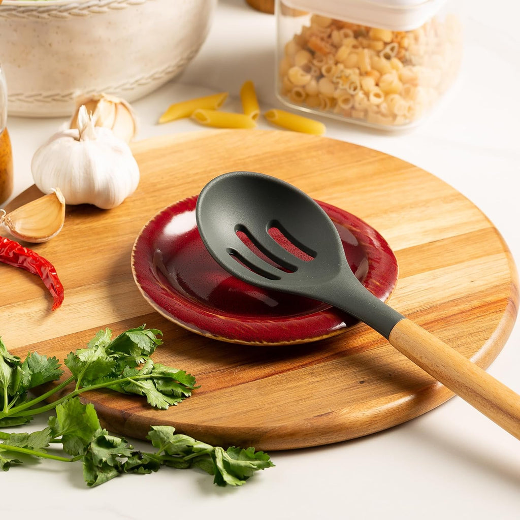 Ceremic Spoon Rest for Kitchen Counter, Spoon Holder for Stove Top, Coffee Spoon Rest, Cooking Utensil Rest for Ladles, Spatula, Spoons or Tongs, Kitchen Decor, Housewarming Gifts, 1 pack (red)