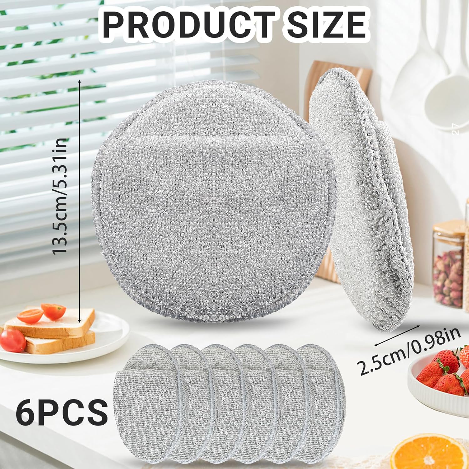 6Pcs 5'' Wax & Oil Applicator Pads - Reusable Microfiber Cleaning Pad - Scratch-Free Sponge Pads for Cutting Board Maintenance, Versatile Home Polishing - Machine Washable for Long-Term Use