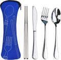 Portable Silverware Set with Case,  Travel Camping Utensils Set, Premium Stainless Steel Travel Cutlery Set