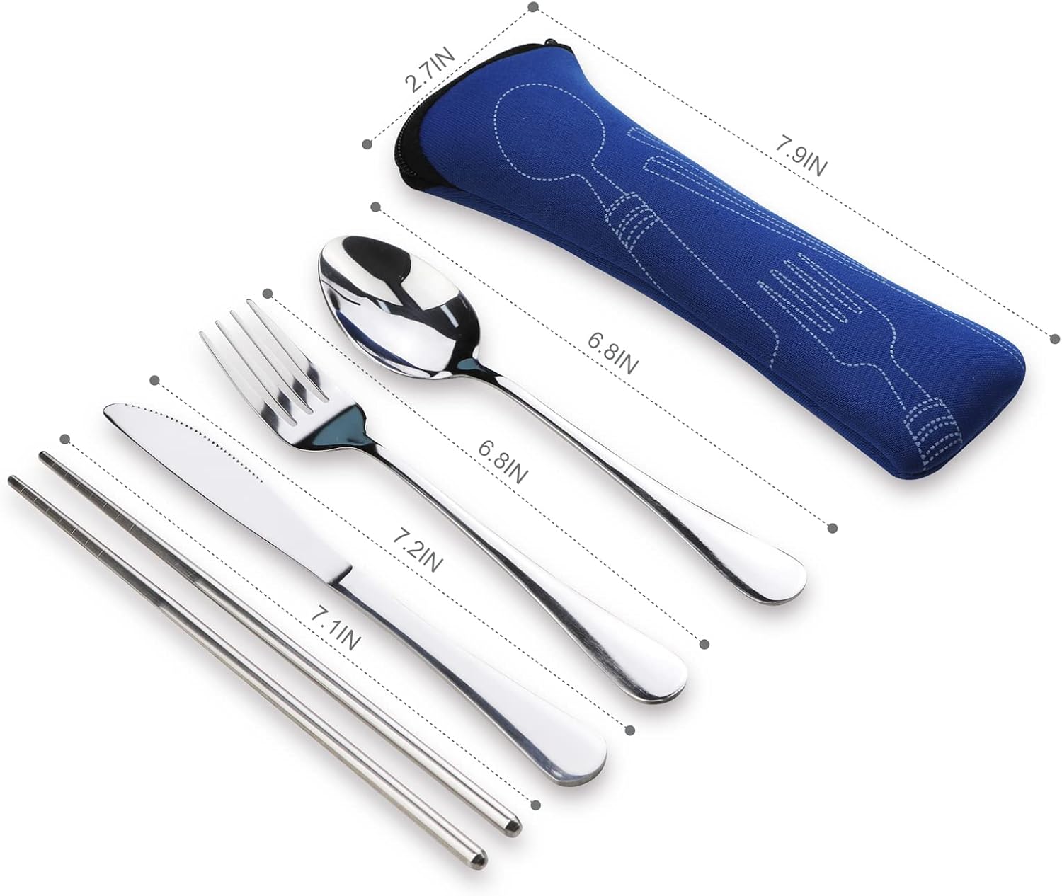 Portable Silverware Set with Case,  Travel Camping Utensils Set, Premium Stainless Steel Travel Cutlery Set