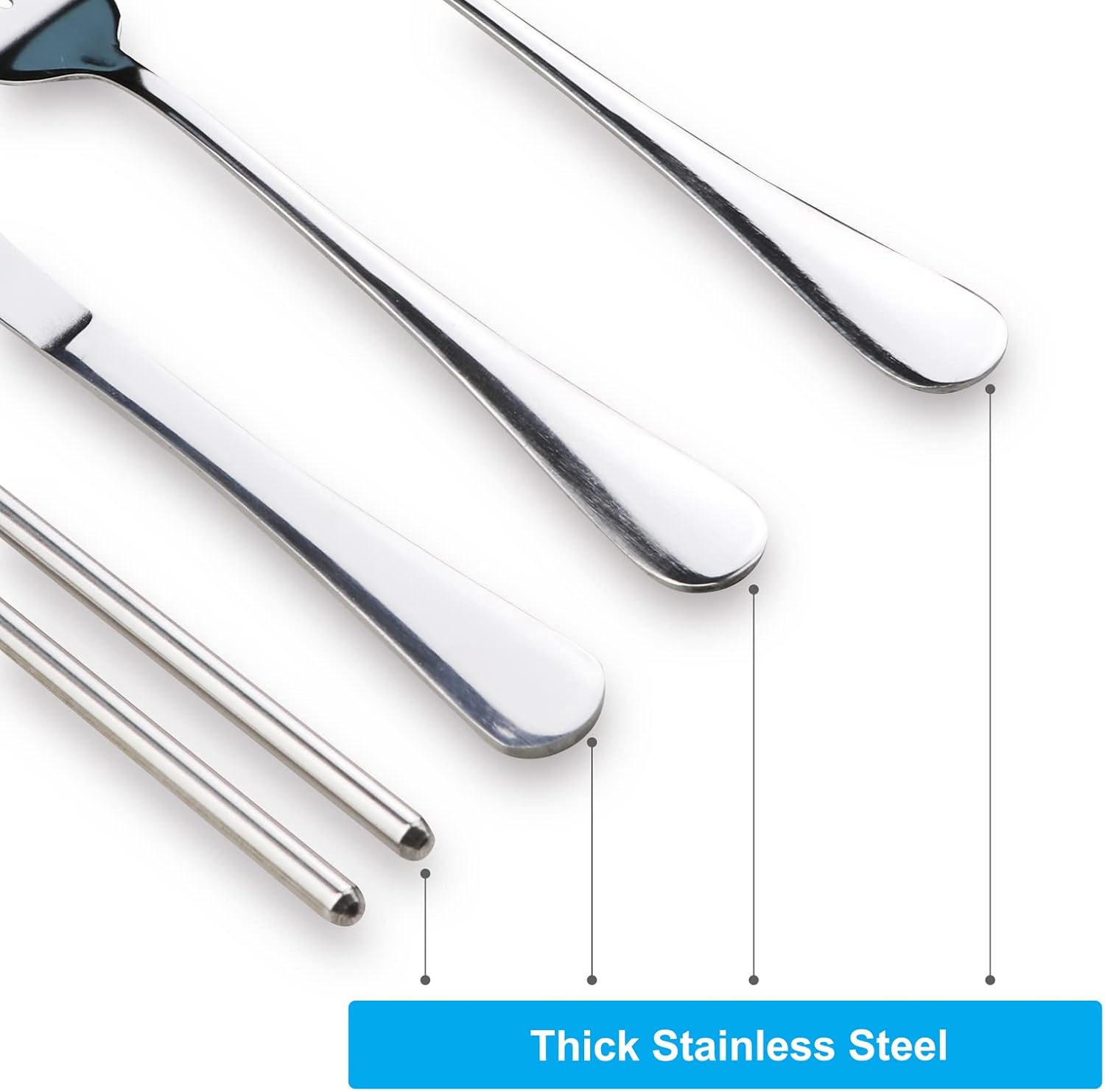 Portable Silverware Set with Case,  Travel Camping Utensils Set, Premium Stainless Steel Travel Cutlery Set