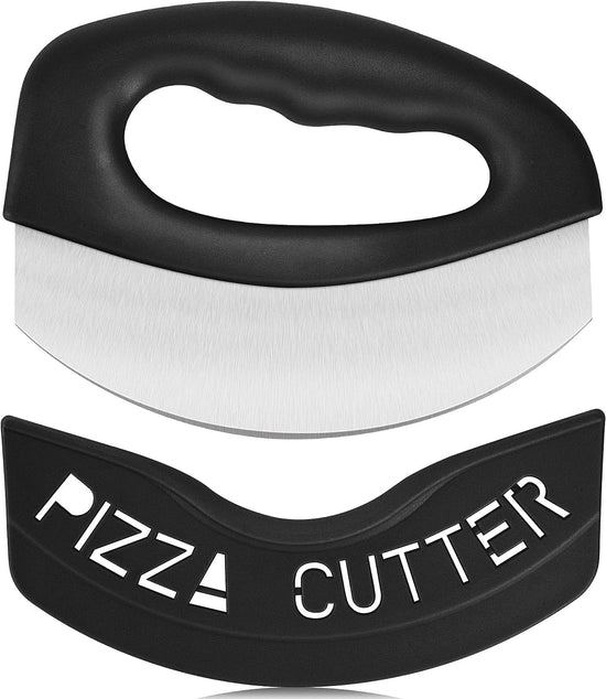 Heavy Duty Stainless Steel Pizza Cutter with Cover, Super Sharp Blade Pizza Knife (Black) - Flavour Fushion Cooking Shop