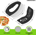 Heavy Duty Stainless Steel Pizza Cutter with Cover, Super Sharp Blade Pizza Knife (Black)