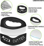 Heavy Duty Stainless Steel Pizza Cutter with Cover, Super Sharp Blade Pizza Knife (Black)