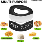 Heavy Duty Stainless Steel Pizza Cutter with Cover, Super Sharp Blade Pizza Knife (Black)