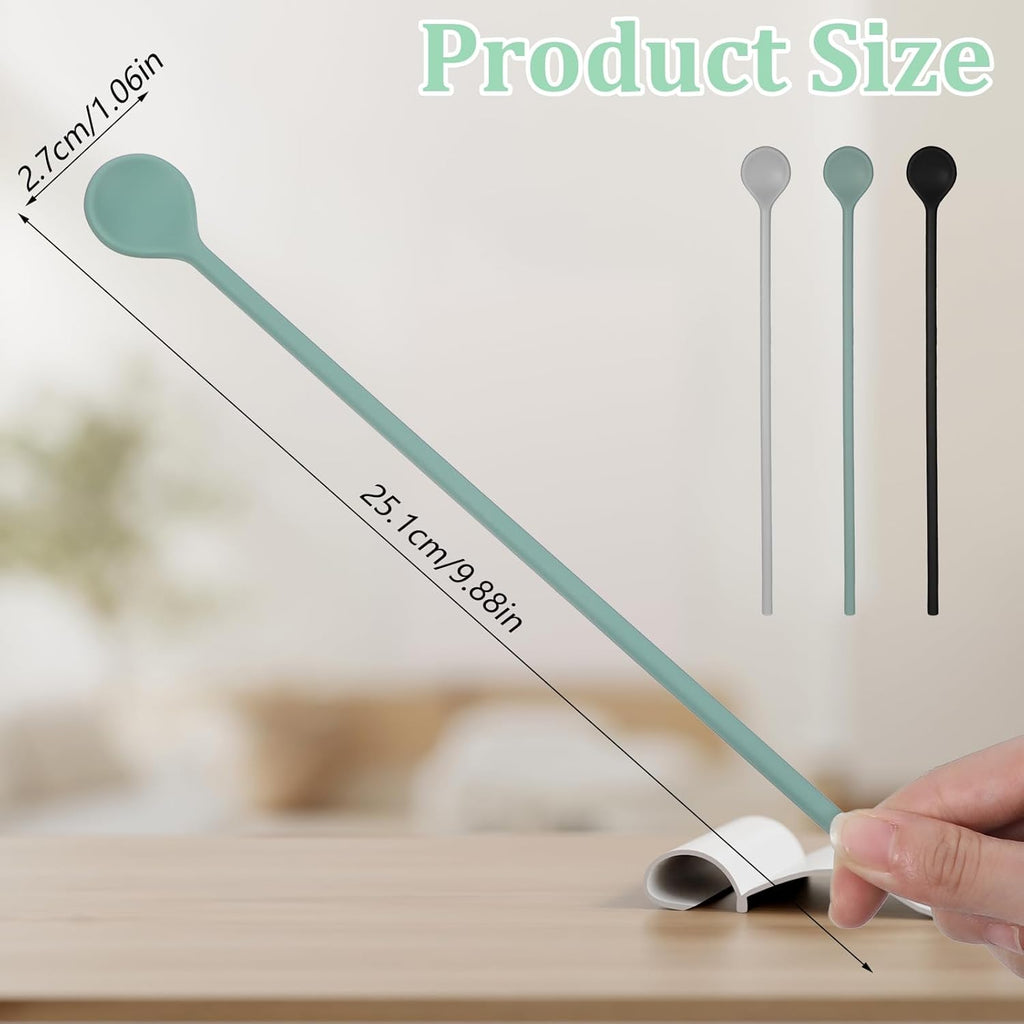 3Pcs Silicone Long Spoons for Stirring,Drink Stirrer Coffee Stir Spoons Long Stirring Silicone Spoon Reusable Cocktail Coffee Stirrers for Home Bar 9.9"