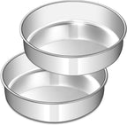 8 Inch Cake Pan Set of 2, Stainless Steel Round Layer Cake Baking Pans Tins, Non-Toxic