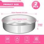8 Inch Cake Pan Set of 2, Stainless Steel Round Layer Cake Baking Pans Tins, Non-Toxic