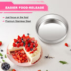 8 Inch Cake Pan Set of 2, Stainless Steel Round Layer Cake Baking Pans Tins, Non-Toxic