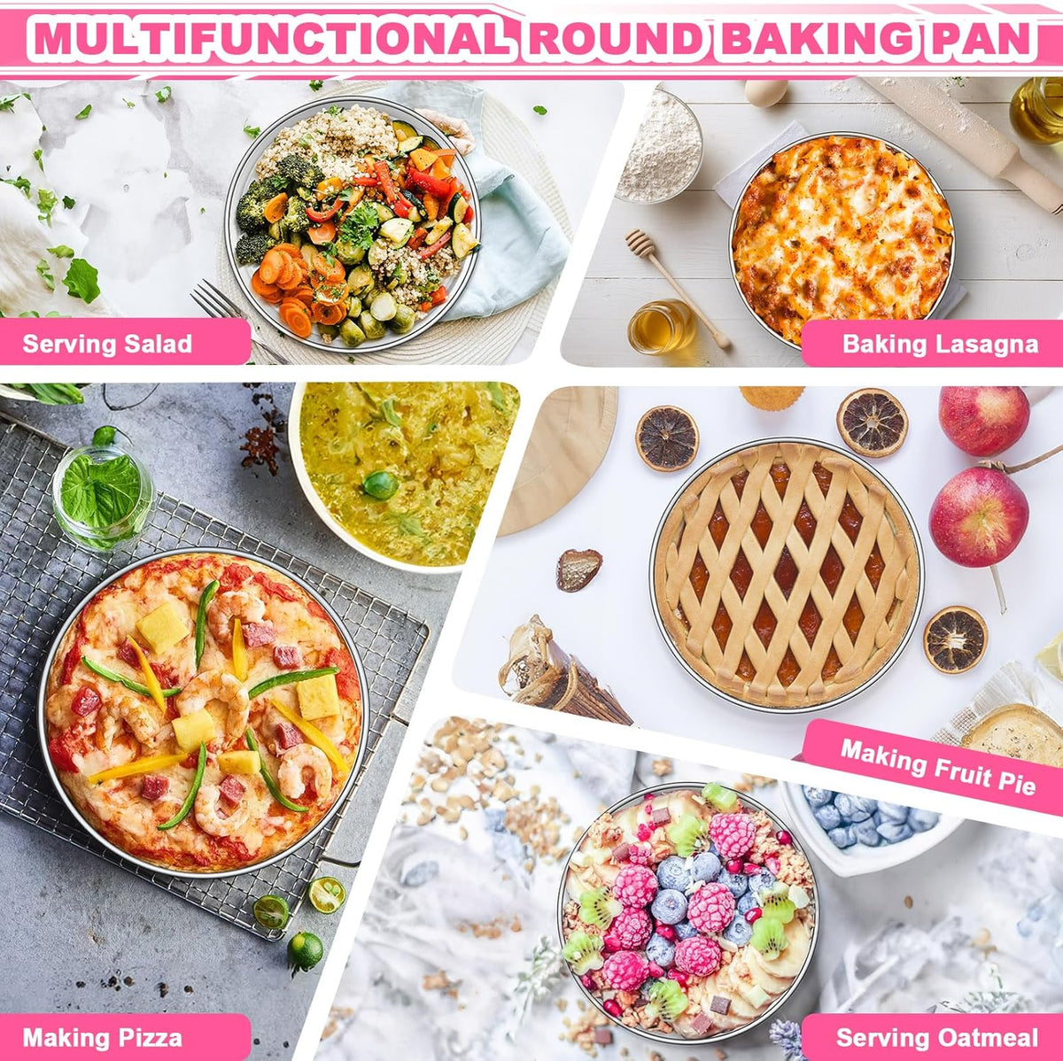 8 Inch Cake Pan Set of 2, Stainless Steel Round Layer Cake Baking Pans Tins, Non-Toxic - Flavour Fushion Cooking Shop