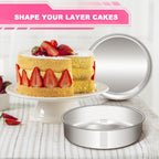 8 Inch Cake Pan Set of 2, Stainless Steel Round Layer Cake Baking Pans Tins, Non-Toxic