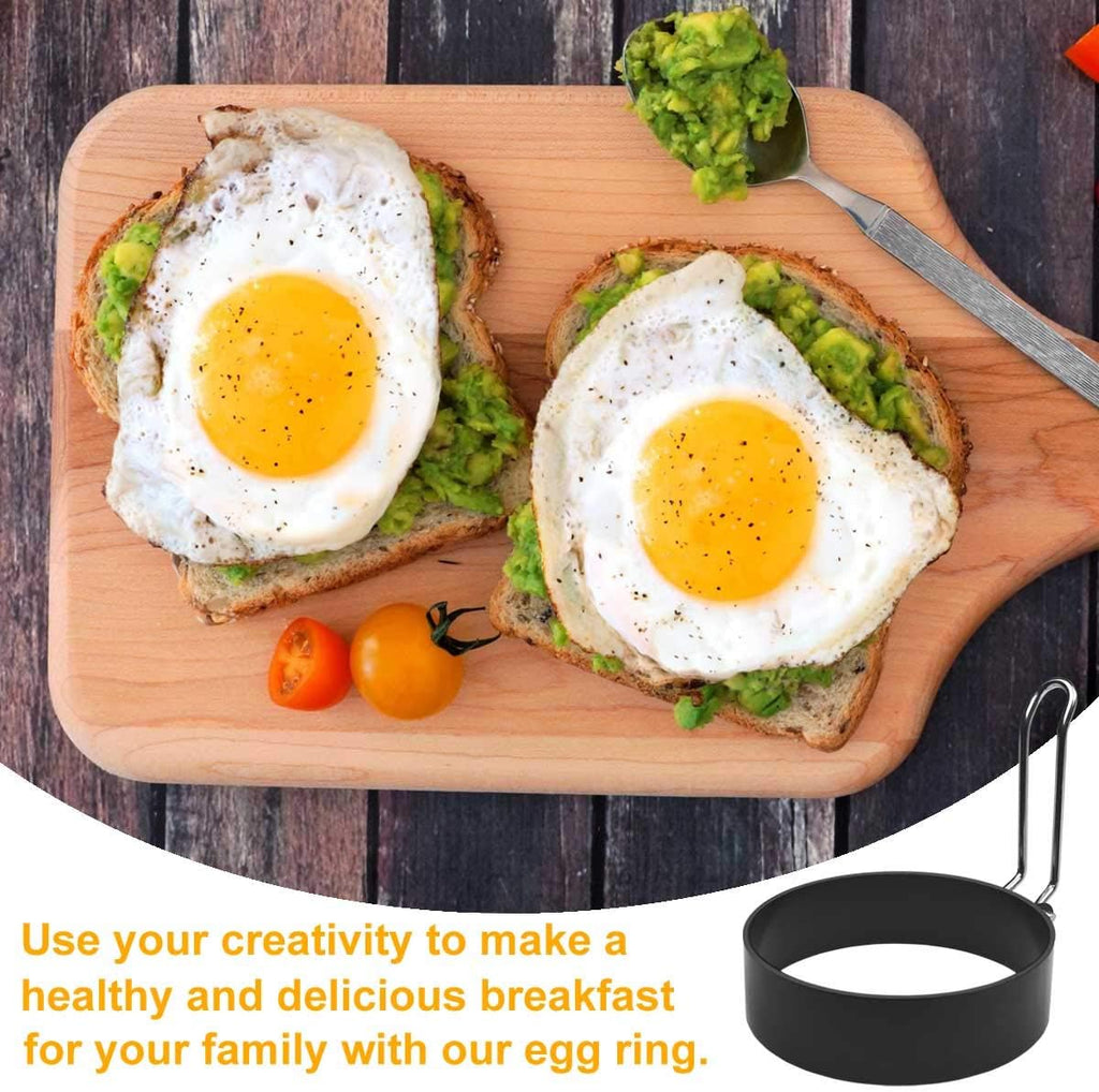 4 Pack Stainless Steel Eggs Maker Non Stick Round Egg Cooker for Cooking Rings Shaper Frying Pancake Sandwiches Metal Handle Household Kitchen Breakfast Tool