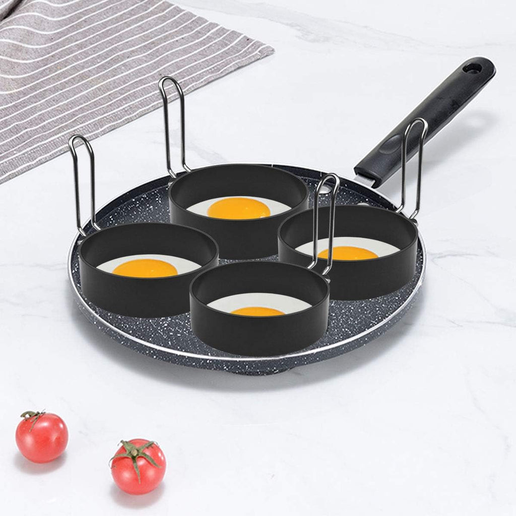 4 Pack Stainless Steel Eggs Maker Non Stick Round Egg Cooker for Cooking Rings Shaper Frying Pancake Sandwiches Metal Handle Household Kitchen Breakfast Tool