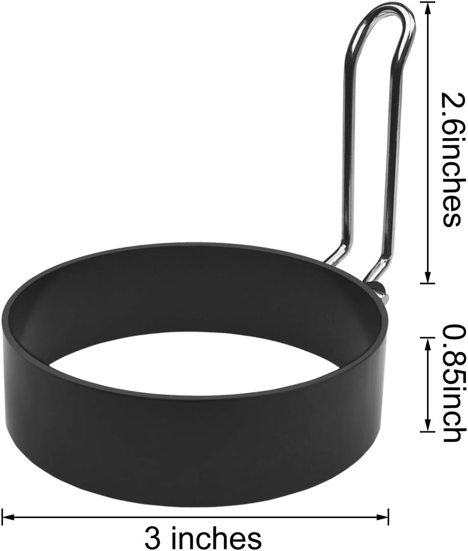 4 Pack Stainless Steel Eggs Maker Non Stick Round Egg Cooker for Cooking Rings Shaper Frying Pancake Sandwiches Metal Handle Household Kitchen Breakfast Tool
