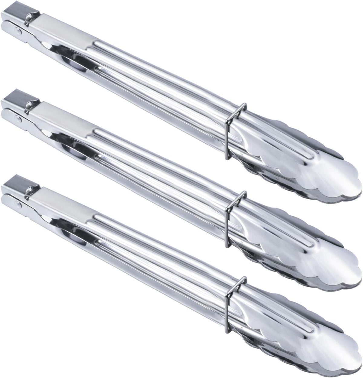 Stainless Steel Serving Tongs Grilling Tongs for Cooking Camping Barbecue (12-Inch 3 Pieces) - Flavour Fushion Cooking Shop